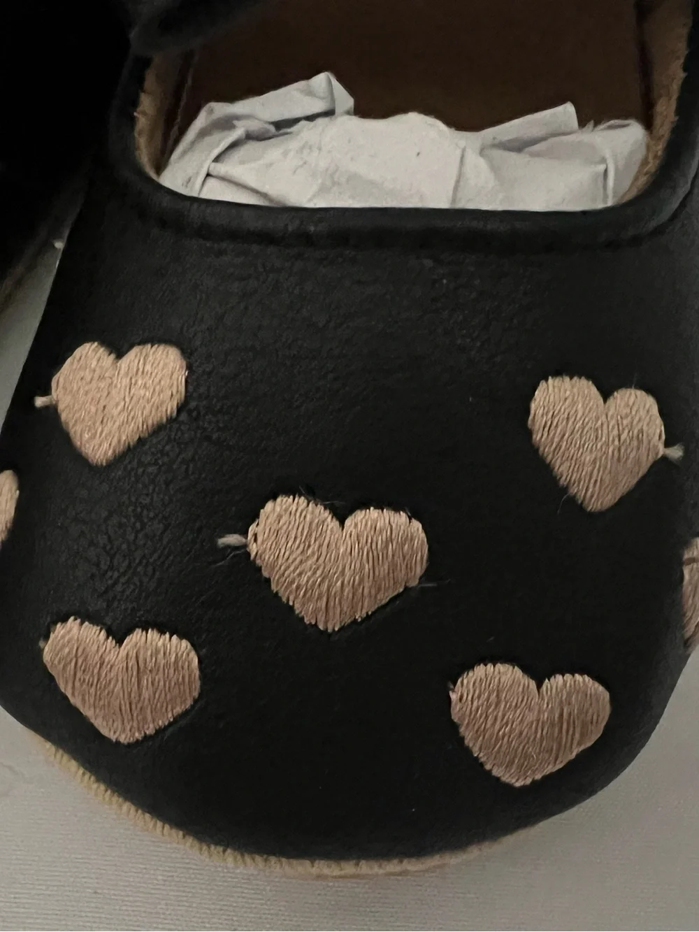 Kids Black Dress Shoes with Gold Heart Accents